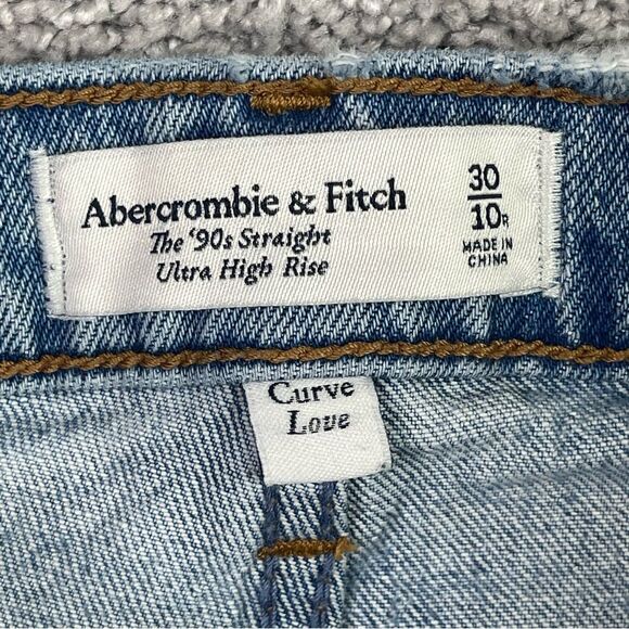 Abercrombie & Fitch Jeans Women's 30 Blue 90's Straight High Rise Split Leg - Picture 6 of 12